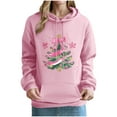 thumbnail image 3 of Fartey Womens Christmas Hoodies Funny Xmas Tree Graphic Sweatshirts Soft Lightweight Long Sleeve Pullover Tops Casual Drawstring Hooded Sweatshirt with Pockets Pink S, 3 of 5