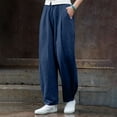 thumbnail image 4 of VEKDONE Pantalon Long en Lin pour Femmes Marine m, 4 of 5