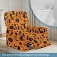 thumbnail image 4 of FUIALDOLG Halloween Pumpkin Tombstone Universal Fit Stretch Recliner Covers Halloween Decor 4-Pcs Stay in Place Elastic Edges with Side Storage Pocket Machine Washable Sofa Protector, 4 of 7