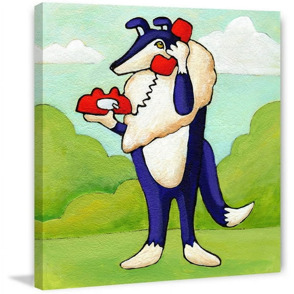Marmont Hill "Give a Dog a Phone" by Janet Nelson Painting Print on Wrapped Canvas
