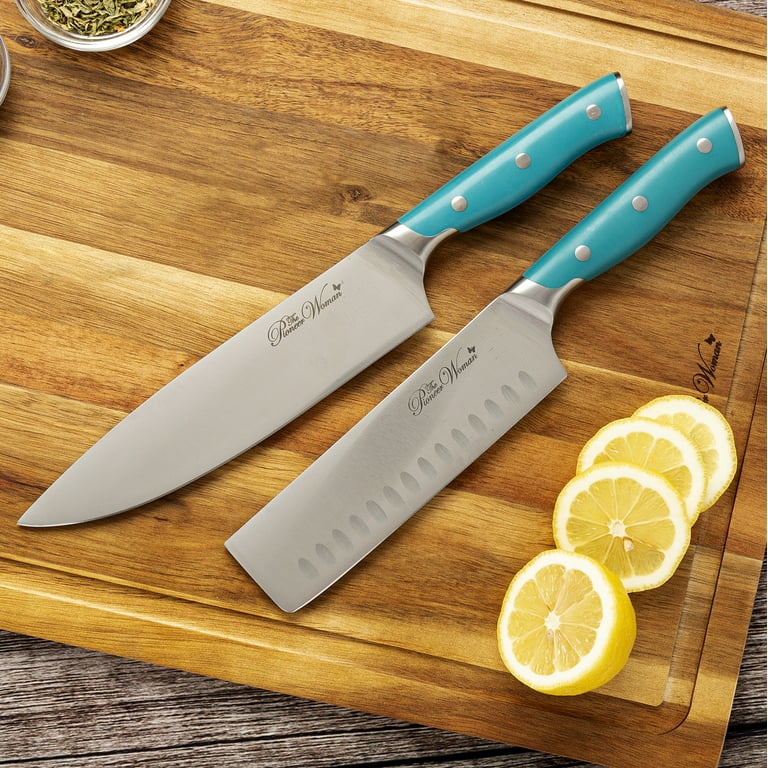 The Pioneer Woman Pioneer Signature 14-Piece Stainless Steel Knife Block  Set, Teal - Walmart.com