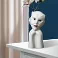 thumbnail image 4 of Jarrón de cerámica con forma de cara humana, soporte floral para decoración de escritorio S Máscara blanca, 4 of 9