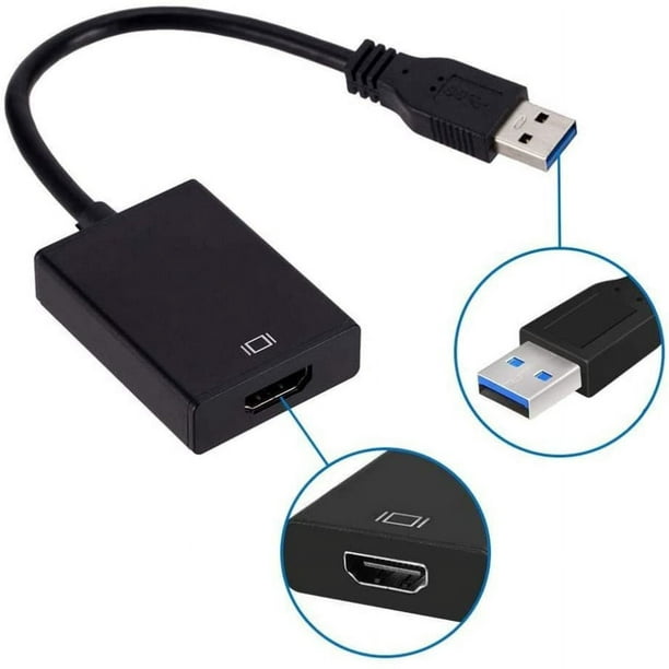 Adaptateur USB vers HDMI, convertisseur de câble graphique vidéo USB  3.0/2.0 vers HDMI 1080P avec audio pour PC portable projecteur HDTV  compatible avec Windows XP 7/8/8.1/10, Mac OS 
