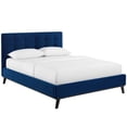thumbnail image 2 of Modway McKenzie Queen Biscuit Tufted Performance Velvet Platform Bed in Navy, 2 of 4