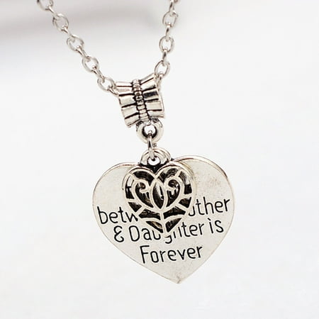The Love Between Mother and Daughter Is Forever Heart Charm Necklace Mom Daughter Jewelry for Best Mother's Day Party Gifts From Daughter
