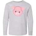thumbnail image 3 of Inktastic Cute Pig, Little Pig, Pig Head, Pink Pig Long Sleeve Youth T-Shirt, 3 of 5