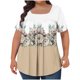 thumbnail image 1 of Tops Cortos para las Mujeres Impreso Cuello de Gran Tamaño Plisado Manga Corta Suelta Superior en Tamaños Más L-5xl, 1 of 4