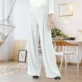 thumbnail image 2 of bbyeadc Work Pants for Women Oversize Wide Leg Dress Pants Women High Waisted Straight Professional Outfits 4x 5x Dressy Solid Color Slacks with Pockets, White M, 2 of 9