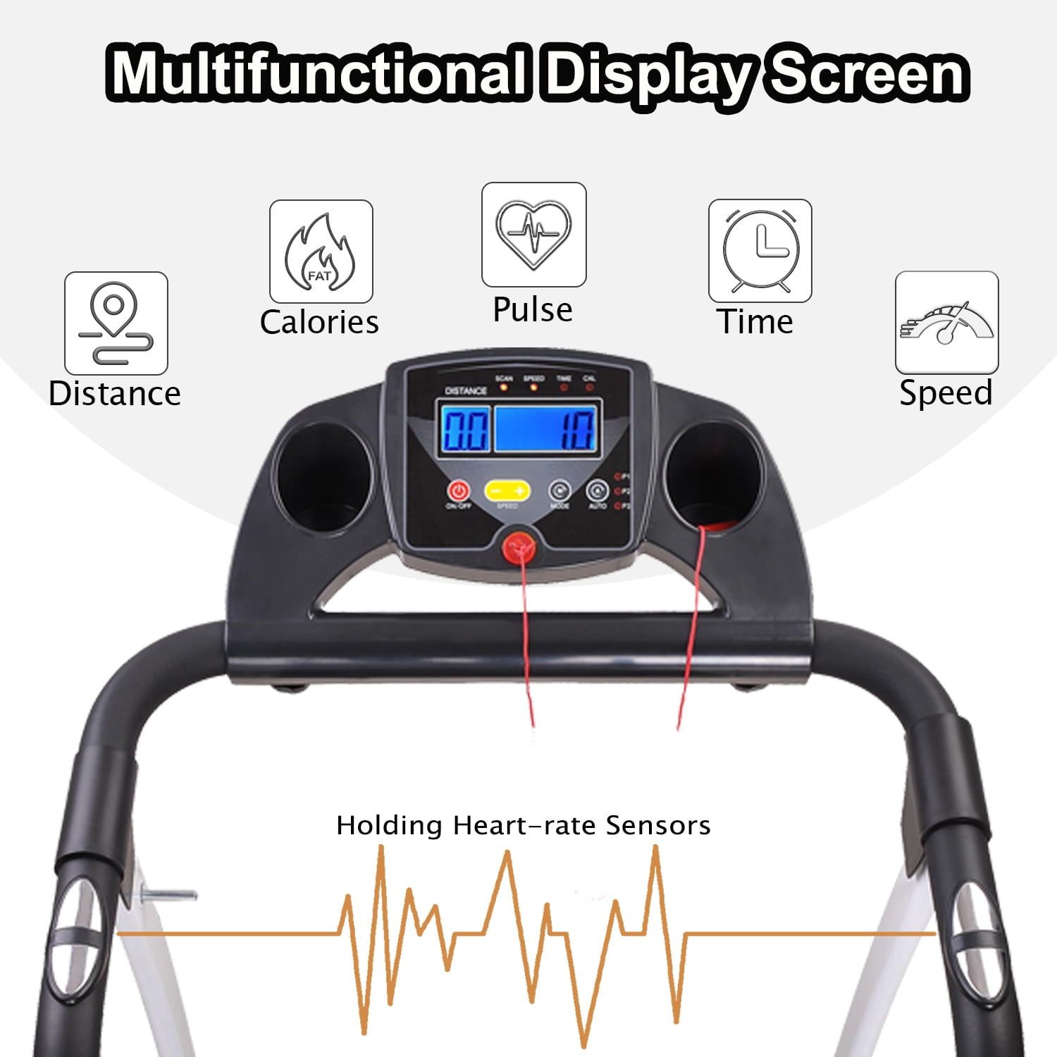 FYC 1.5HP Electric Folding Treadmill for Home, Portable Foldable Electric Motorized Running Exercise Machine Compact (White)