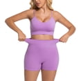 thumbnail image 7 of Women 2 Piece Workout Sets Compression Tummy Control Leggings with Pockets Halter Built in Bra Tank Tops,Compression(Purple,XL), 7 of 7