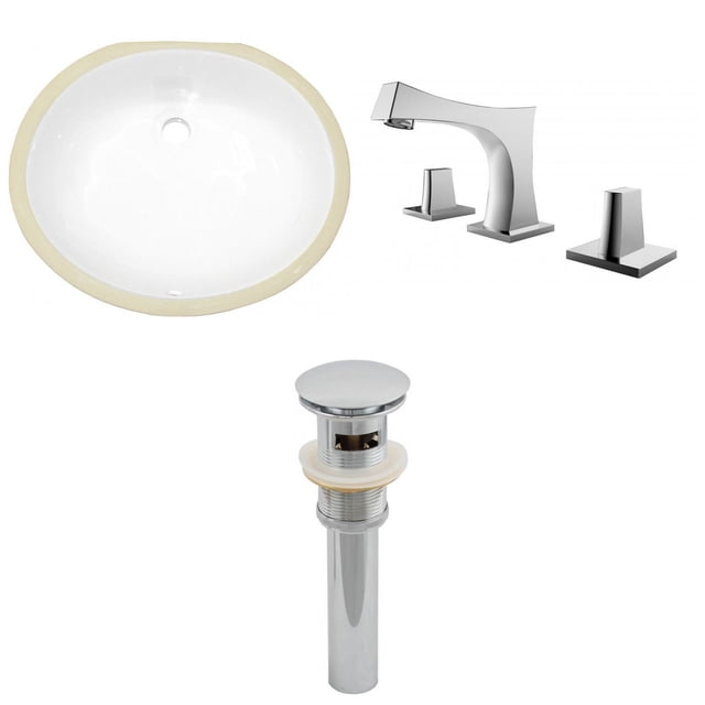 19.5-in. W CUPC Oval Bathroom Undermount Sink Set In White - Chrome Hardware - Overflow Drain Incl. AI-13226
