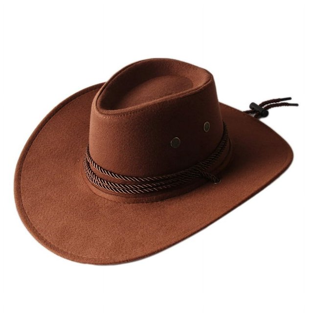 Retro Solid Color Cowboy Hat Breathable Jazz Hat All-match for Outdoor Casual