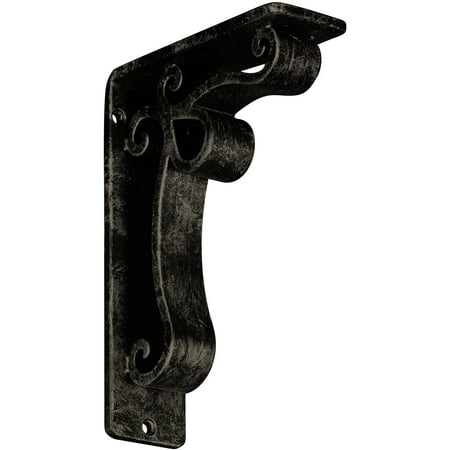 

Ekena Millwork 2 W x 5 1/2 D x 8 H Orleans Wrought Iron Bracket (Triple center brace) Antiqued Pale Gold