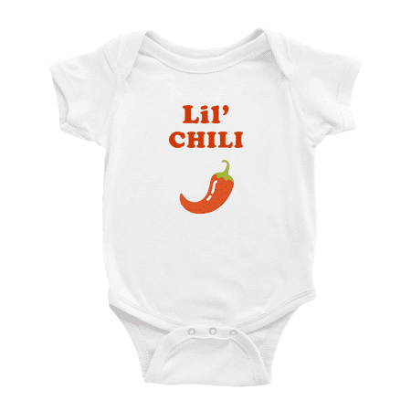 

Cute Baby Jumpsuit Lil Chili Food Funny Boy & Gril Romper Bodysuit (White 6-12 Months)