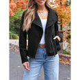 thumbnail image 5 of Yokua Women's Autumn Winter Casual Cropped Suede Zipper Faux Leather Bomber Jacket Coat, 5 of 7