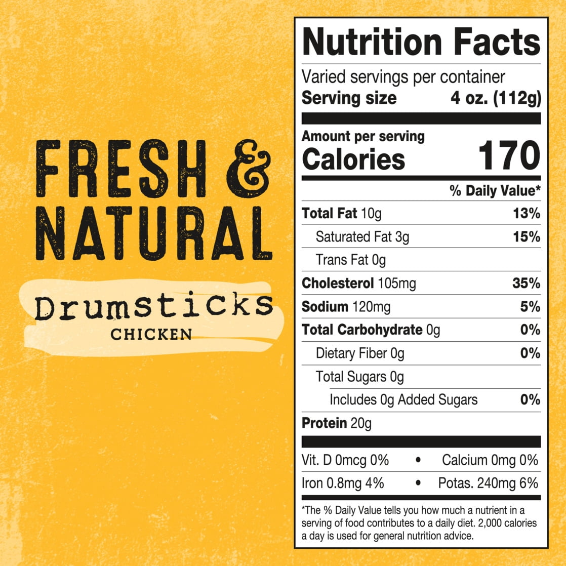 Foster Farms Fresh & Natural Cage Free Drumsticks Value pack, 4.25-4.75 lb