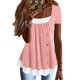 thumbnail image 2 of Camiseta 2 en 1 Blusa plisada con botones delanteros y ajuste holgado Blusa informal de verano para mujer Rosa M, 2 of 5