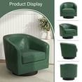 thumbnail image 2 of DREAMSIDEA PU Leather Swivel Barrel Club Chair, Modern Accent Chairs Set of 2 Upholstered Round Armchair for Living Room, Office, Bedroom -Green, 2 of 5