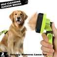 thumbnail image 4 of 3PCS Self Cleaning Slicker Brush & Pet Grooming Rake & Flea Comb for Dogs,Cats and Horses | Double-Sided Dematting Comb & Skin Friendly Deshedding Grooming Tool (Green), 4 of 13