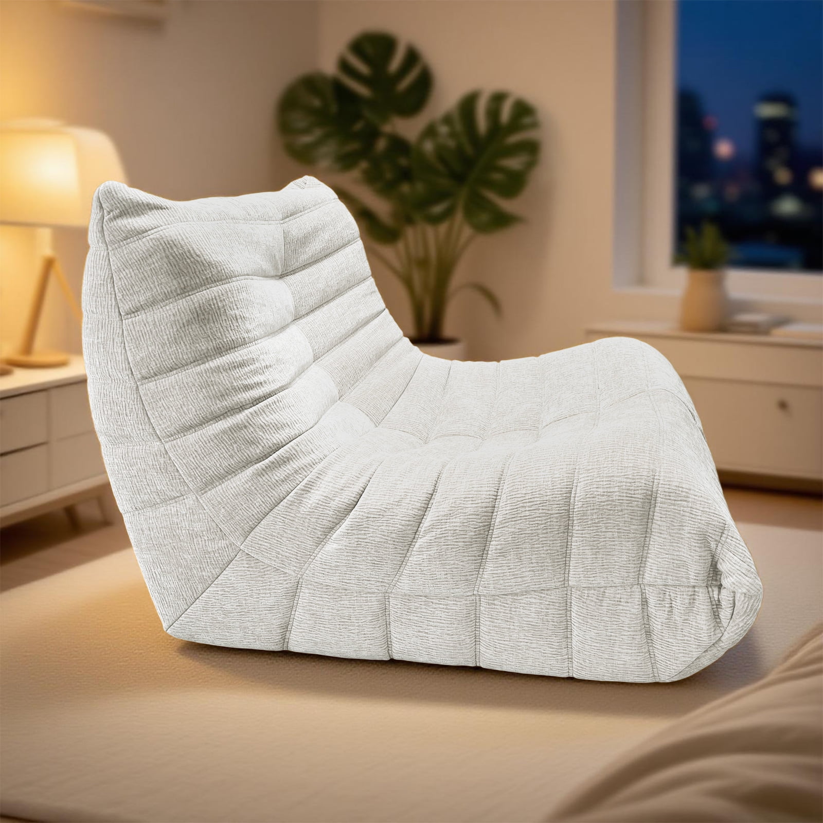 Kingrest Ultra-Comfortable Memory Foam Bean Bag Chair with Removable Washable Cover, Single Person Lounger Sofa for Adults, Perfect for Living Room, Bedroom, Dorm & Small Spaces