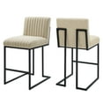 thumbnail image 2 of Modway Indulge Channel Tufted Fabric Counter Stools - Set of 2 in Beige, 2 of 10