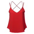 thumbnail image 1 of FashionOutfit Women's Solid V-Neck Back Cross Double Strap Woven Cami Tank Top, 1 of 1
