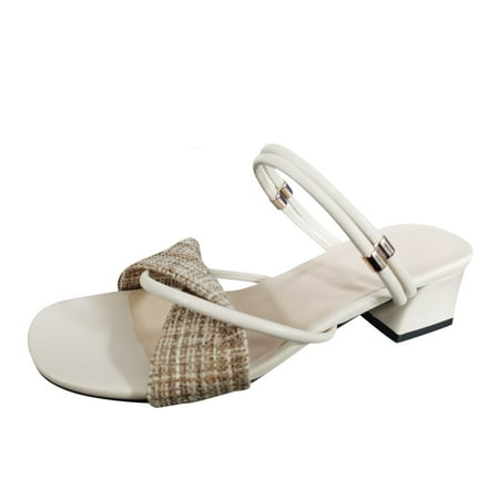 

nsendm High Heels for Women Clear Up High Breathable Fashion Heels Chunky Sandals Casual Pumps High Heels for Women Shoes Beige 9.5