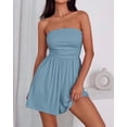 thumbnail image 3 of BTFBM Womens Romper Spring Summer Strapless Tube Tops Beach Vacation Clothes Boho Loose Shorts Jumpsuits Pockets, 3 of 9