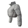 thumbnail image 2 of Akmipoem Women Cropped Zip up Puffer Jacket Winter Lightweight Down Jacket Quilted Padded Coat, 2 of 5