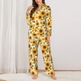 thumbnail image 2 of KLL Yellow Polka Dot Sunflower Print Women's Long Sleeve Pajamas with Pants Sleepwear Loungewear 2 Set-XX-Large, 2 of 7