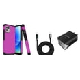 thumbnail image 1 of BD Combo Bundle Case for Moto G Power 5G 2023 Case - (Hot Pink) Dual Shockproof Protector Armor Case with UL Certified Dual Wall Charger, Digital Display USB-C to USB-C Cable, 1 of 5