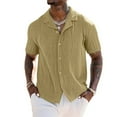 thumbnail image 2 of Men's Summer Textured Short Sleeve Button-Down Shirt – Casual Hawaiian Vacation Top in Breathable Linen & Cotton Blend (S-3XL, 2025 Beach Collection), 2 of 6