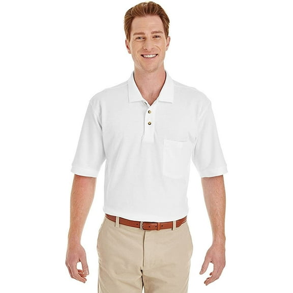 Harriton 6 oz. Ringspun Cotton PiquÃ© Short-Sleeve Pocket Polo - White S