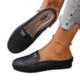 thumbnail image 3 of Mules for Women Soft Comfortable Orthopedic Leather Shoes Fashion Slip On Stitched Flat-Soled Casual Backless Loafers with Cute Bow, 38, 3 of 7