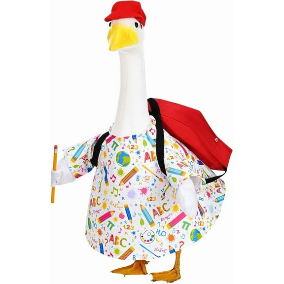Back to School Porch Goose Outfits 23" Goose Statue Clothes Lawn Cement Goose Garden Yard School Decor