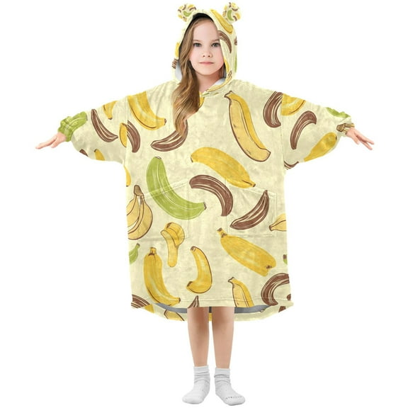 joogoo Wearable Blanket Hoodie for Yellow Banana Oversized Sherpa Hooded 3-14 YR M