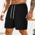thumbnail image 6 of HCNTES Mens Big and Tall Walkshorts Drawstring Cotton Shorts with Pockets Regular Fit Stretch Work Beach Shorts(Black,XL), 6 of 6