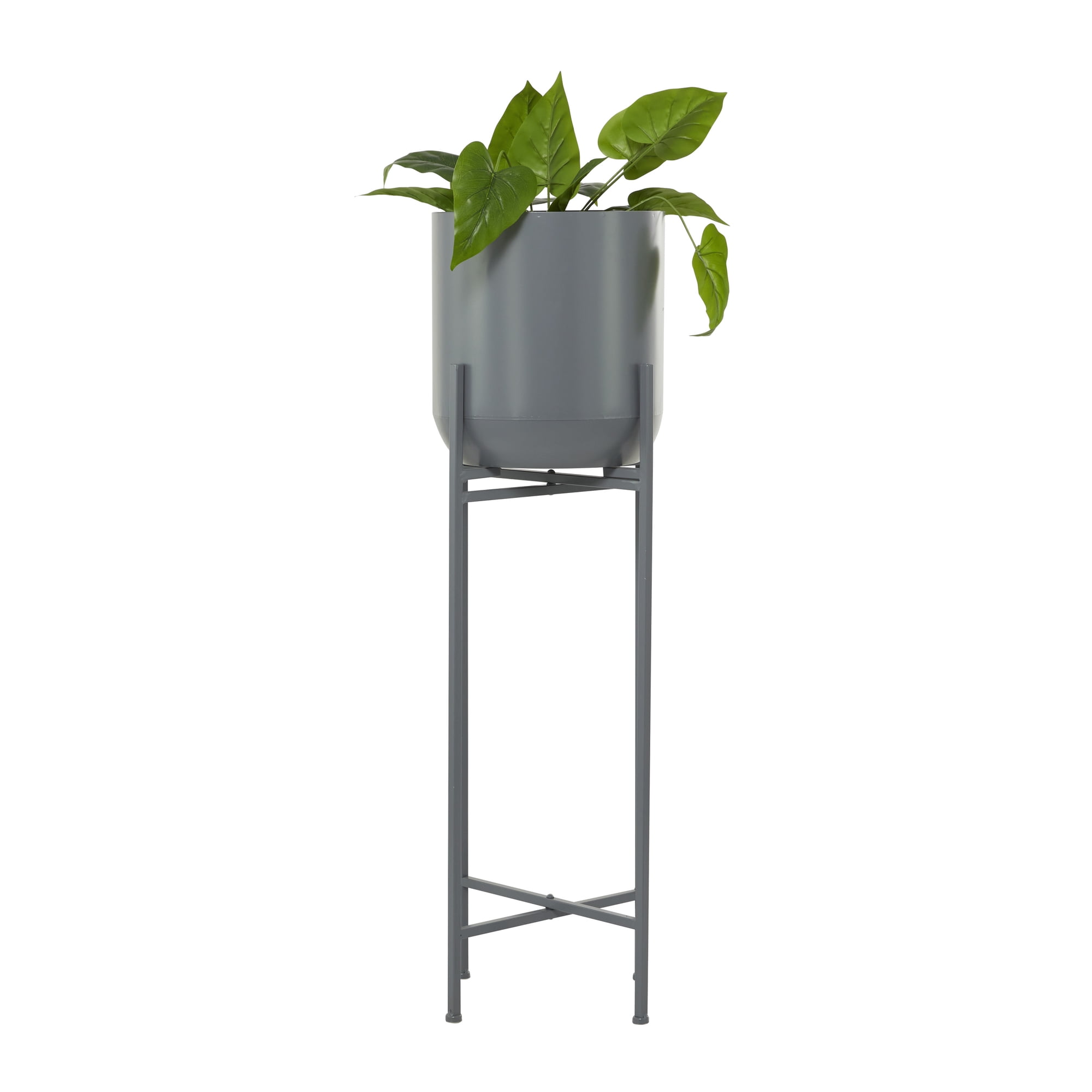 CosmoLiving by Cosmopolitan 13" x 42" Indoor Outdoor Dome Gray Metal Planter with Removable Stand