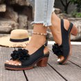 thumbnail image 4 of Rokment Women's Flower Platform Dressy Sandals for Ladies Summer Fashion Casual Floral Leather Open Toe Chunky Block High Heels Slingback Dress Pumps Black Size 9, 4 of 8
