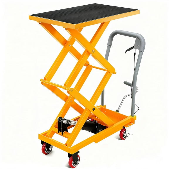 330LBS Hydraulic Lift Table Cart, 50" Lifting Height Hydraulic Material Lift Pallet Truck with 4 Locking Wheels for Material Handling and Transportation
