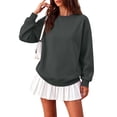 thumbnail image 2 of Lumtrix Womens Oversized Sweatshirts Fleece Solid Tops Fall Winter Crewneck Pullover Caasual Long Sleeve Shirts Dark Gray 2XL, 2 of 4