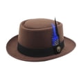 thumbnail image 1 of GDREDA Unisex Wool Fedora Hat Traditional Bavarian Style With Feather For Oktoberfest And Outdoor Festivities Hat Leopard Pattern, 1 of 3