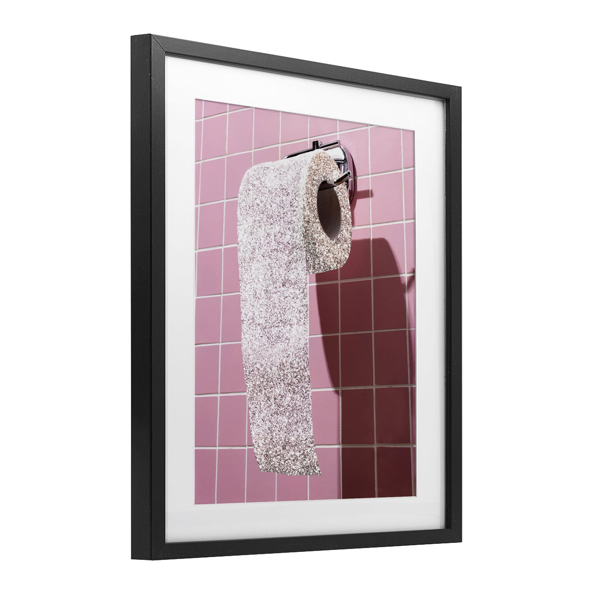 Stupell Industries Glitter Pink Toilet Paper Black Framed Print Under Glass, design by CAD Designs