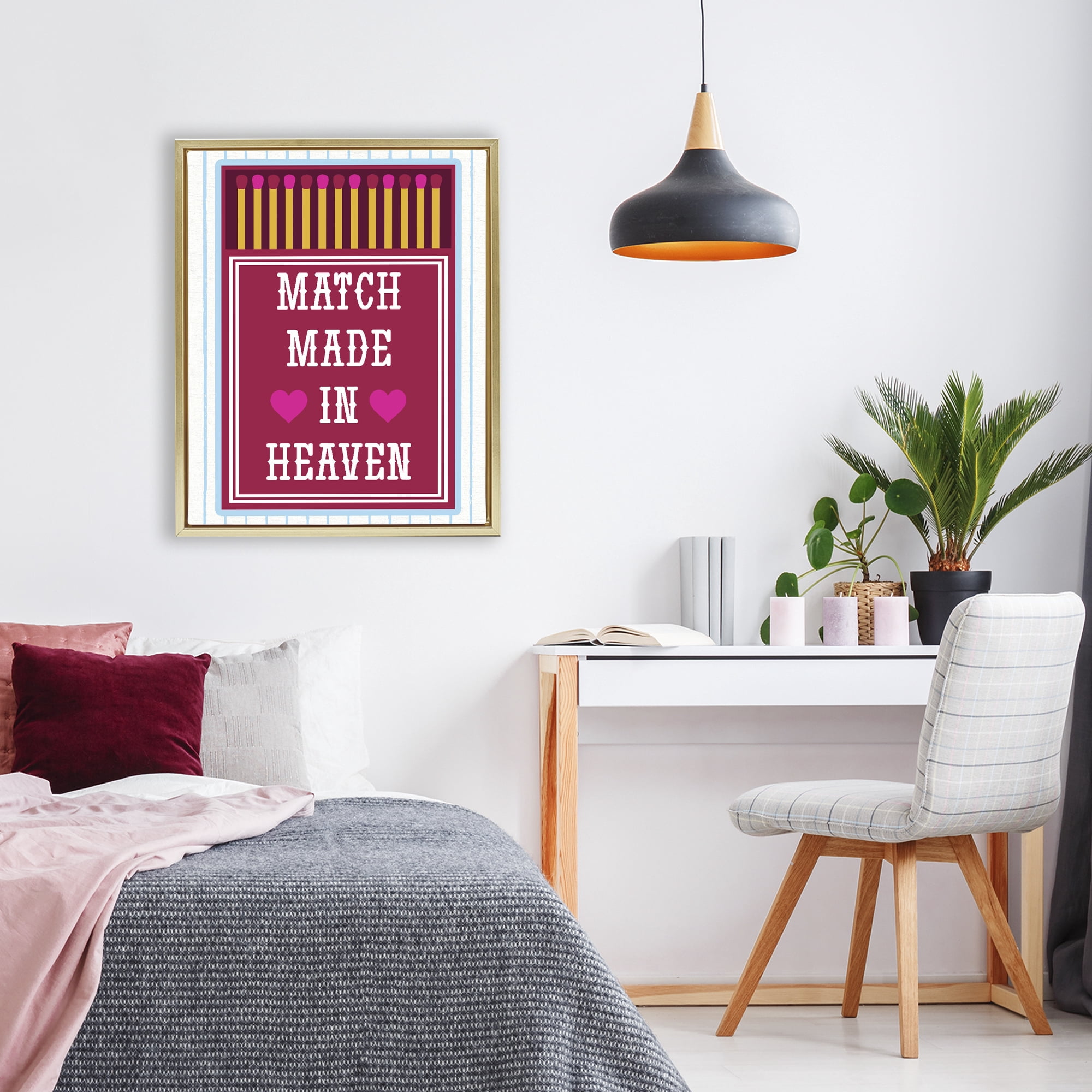 Stupell Industries Vintage Match Made In Heaven Gold Framed Floater Canvas Wall Art, design by Lil' Rue