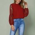 thumbnail image 6 of STETMN Womens Lantern Long Sleeve Blouse Causal Trendy Lace Dressy Versatile Outfits, 6 of 7