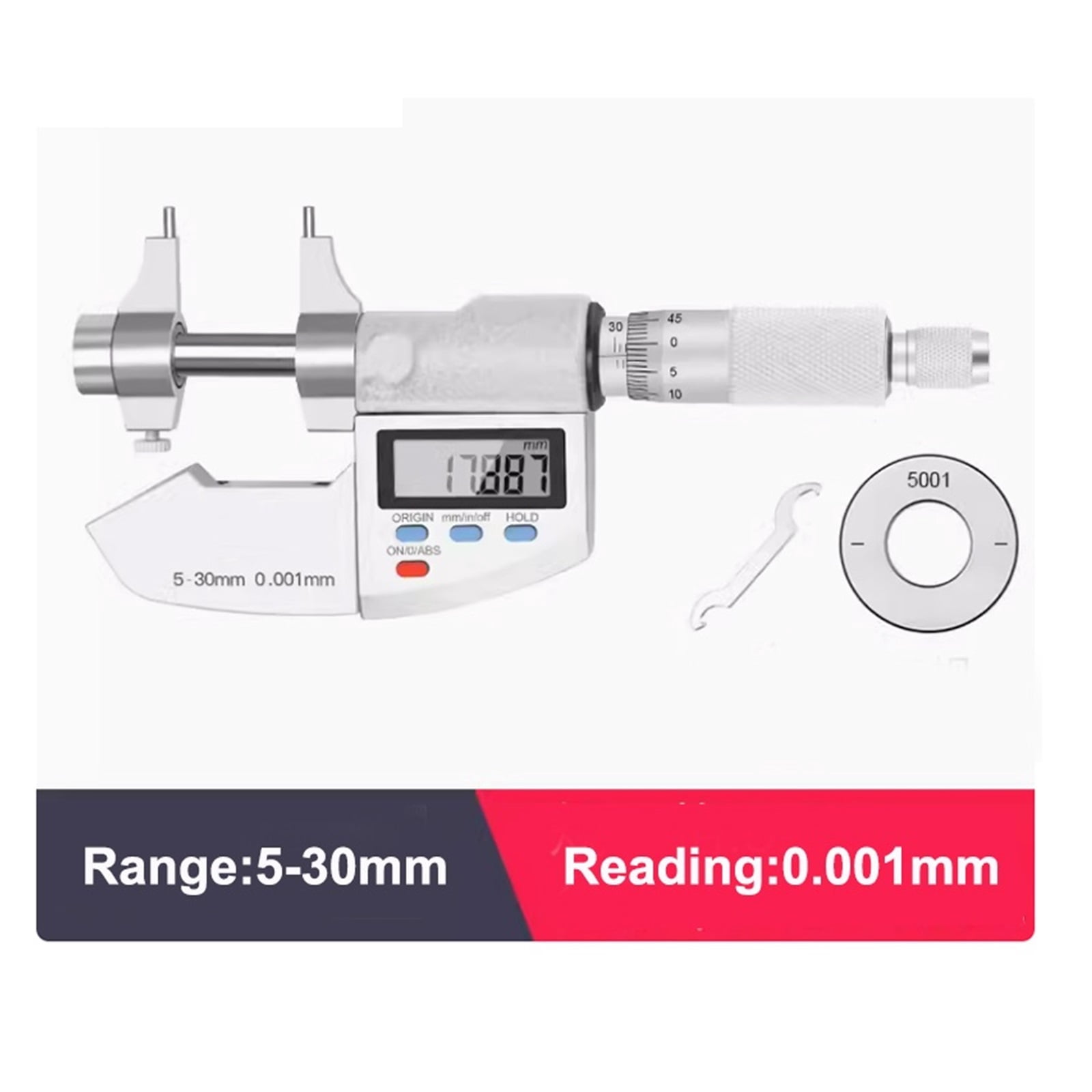 IP65 Waterproof Digital Micrometer Caliper 5-30/25-50mm 0.001mm Electronic Digital Micrometer Caliper Measuring Gauge Tools ,Precision Measuring