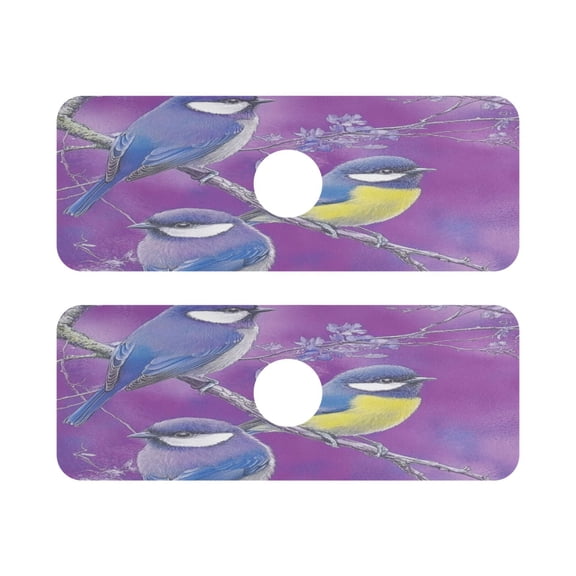 Bird on A Branch Quick Dry Silicone Algae Faucet Pad 14.7x5.4in 2 Pack Absorbent Mat for Kitchen Sink, Bathroom Countertop