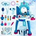 thumbnail image 5 of Hot Bee Kids Vanity Sets for Little Girls, Light up Makeup Table w/ Mirror, Hair Salon Prentend Play Set with Chair,  Princess Toy Gift for Girls 3-6, 5 of 8