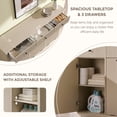 thumbnail image 4 of Aitjunz Modern Triple Tilt Out Trash Can Cabinet with 3 Drawers, Fluted Wooden Kitchen Cabinet w/ 20 Gallon Hidden Trash Can Cabinet, Cream, 4 of 6