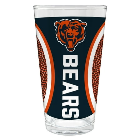 Chicago Bears 16 ounce team pint glass with Gameball graphic